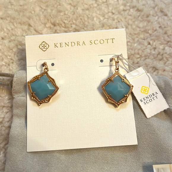 NWT Kendra Scott Teal and Gold Earrings - Picture 2 of 3